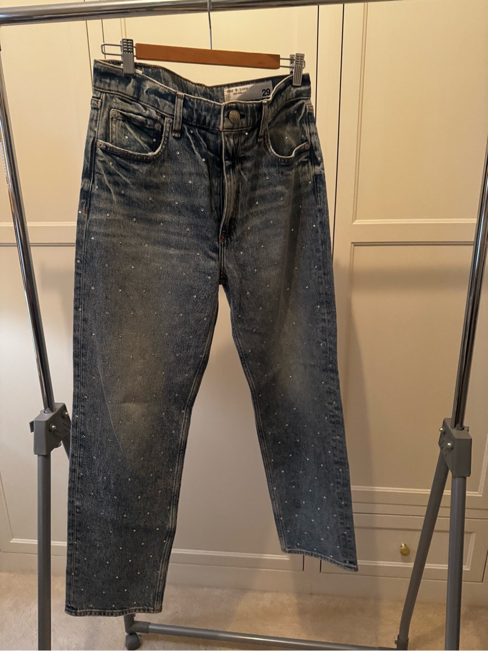 rag & bone Men's Washed Blue Speckle Relaxed Jeans